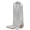 Pointed Toe Mid Calf Rhinestones Bling Chunky Heels Fringe Western Cowgirl Pull On Boots - Silver Synhetic