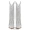 Pointed Toe Mid Calf Rhinestones Bling Chunky Heels Fringe Western Cowgirl Pull On Boots - Silver Synhetic
