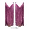 Pointed Toe Mid Calf Rhinestones Bling Chunky Heels Fringe Western Cowgirl Boots - HotPink Flock