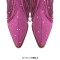 Pointed Toe Mid Calf Rhinestones Bling Chunky Heels Fringe Western Cowgirl Boots - HotPink Flock