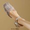 Square Toe Chunky Heels Ankle Buckle Straps Elegant Summer Sandals  - Silver Microfiber