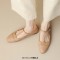 Round Toe Mary Janes T Sraps Loafers Sandals - Apricot Leather