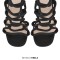 Peep Toe Decorated Lace Up Back Zipper Stiletto Heels Gladiators Party Sandals - Black Faux Leather