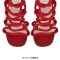 Peep Toe Decorated Lace Up Back Zipper Stiletto Heels Gladiators Party Sandals - Red Faux Leather