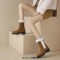 Round Toe Ankle High Chunky Heels Plush Slip On Snow Boots - Khaki Flock