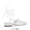 Round Toe Lace Up Straps Summer Gladiator Roman Style Flats Sandals - White Faux Leather