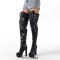 Round Toe Over The Knee Platforms Metal Zipper Punk Thigh Highs Cuban Heels Winter Boots - Black Faux Leather