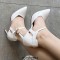 Pointed Toe Stiletto Heels Ankle Cute Buckle Straps Dorsay Pumps - White Faux Leather