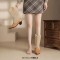 Pointed Toe Knee High Chunky Heels Plush Western Snow Boots - Apricot Faux Leather