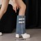 Round Toe Double Row Belt Buckle Zipper Denim Patchwork Platforms Chunky Heels Boots - SkyBlue Faux Leather