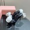 Peep Toe Gladiator Straps Rose Flower Decorated Stilettos Sandals - Black White Silk