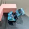 Peep Toe Gladiator Straps Rose Flower Decorated Stilettos Sandals - Blue Silk