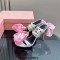 Peep Toe Gladiator Straps Rose Flower Decorated Stilettos Sandals - White Pink Silk