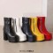 Square Toe Side Zipper Double Platforms Chunky Heels Ankle Highs Booties - White Faux Leather