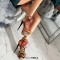 Round Toe Stiletto Heels Printed Platforms Lace Up Side Zipper Ankle Highs Boots - Yellow Fabric