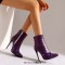 Pointed Toe Stiletto Heels Side Zipper Boots - Purple Faux Leather