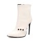 Pointed Toe Stiletto Heels Side Zipper Boots - White Faux Leather