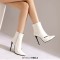 Pointed Toe Stiletto Heels Side Zipper Boots - White Faux Leather