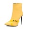 Pointed Toe Stiletto Heels Side Zipper Boots - Yellow Faux Leather