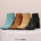 Autumn Winter Pointed Toe Back Zipper Ankle Highs Rustic Style Elegant Chunky Heels Booties - Green Faux Leather