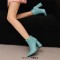 Autumn Winter Pointed Toe Back Zipper Ankle Highs Rustic Style Elegant Chunky Heels Booties - Green Faux Leather