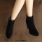 Autumn Winter Pointed Toe Side Zipper Ankle Highs Rustic Style Elegant Chunky Heels Booties - Black Flock