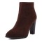 Autumn Winter Pointed Toe Side Zipper Ankle Highs Rustic Style Elegant Chunky Heels Booties - Brown Flock