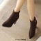 Autumn Winter Pointed Toe Side Zipper Ankle Highs Rustic Style Elegant Chunky Heels Booties - Brown Flock