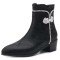 Pointed Toe Faux Pearls with Fleeces Decorated Flower Pattern Boots - Black Microfiber