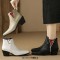 Pointed Toe Faux Pearls Decorated Flower Pattern Boots - Black Microfiber