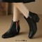 Pointed Toe Faux Pearls Decorated Flower Pattern Boots - Black Microfiber