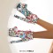 Round Toe Block Heels Printed Platforms Lace Up Flowers Ankle Highs Platform Boots - Red Faux Leather