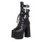 Round Toe Platforms Gothic Straps Platforms Lace Up Chunky Heels Ankle Highs Motorcycle Boots - Black Faux Leather