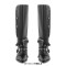 Pointed Toe Black Buckle Block Heel Knee High Motorcycle Biker Gothic Punk Boots - Black Faux Leather