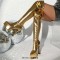 Pointed Toe Curved Block Heels Zipper Over The Knee Thigh High Platforms Boots - Gold Faux Leather