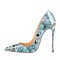 Pointed Toe Stiletto Heels Clouds Print Pumps - Blue Patent