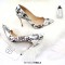 Pointed Toe Stiletto Heels Flower Print Pumps - White Patent