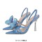 Pointed Toe Butterfly-knot Transparent Stilettos Slingback Summer Sandals - Blue Patent