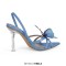 Pointed Toe Butterfly-knot Transparent Stilettos Slingback Summer Sandals - Blue Patent