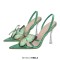 Pointed Toe Butterfly-knot Transparent Stilettos Slingback Summer Sandals - Green Patent