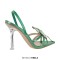 Pointed Toe Butterfly-knot Transparent Stilettos Slingback Summer Sandals - Green Patent