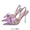 Pointed Toe Butterfly-knot Transparent Stilettos Slingback Summer Sandals - Purple Patent