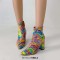 Pointed Toe Chunky Heels Ankle Highs Colorful Chelsea Boots - Multicolor Patent