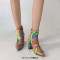 Pointed Toe Chunky Heels Ankle Highs Colorful Chelsea Boots - Multicolor Patent