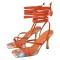 Square Open Toe Ankle Gladiator Straps Colorful Stilettos Summer Sandals - Orange Faux Leather