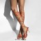 Square Open Toe Ankle Gladiator Straps Colorful Stilettos Summer Sandals - Orange Faux Leather