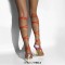 Square Open Toe Ankle Gladiator Straps Colorful Stilettos Summer Sandals - Orange Faux Leather