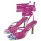 Square Open Toe Ankle Gladiator Straps Colorful Stilettos Summer Sandals - Purple Faux Leather