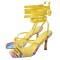 Square Open Toe Ankle Gladiator Straps Colorful Stilettos Summer Sandals - Yellow Faux Leather