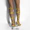 Square Open Toe Ankle Gladiator Straps Colorful Stilettos Summer Sandals - Yellow Faux Leather